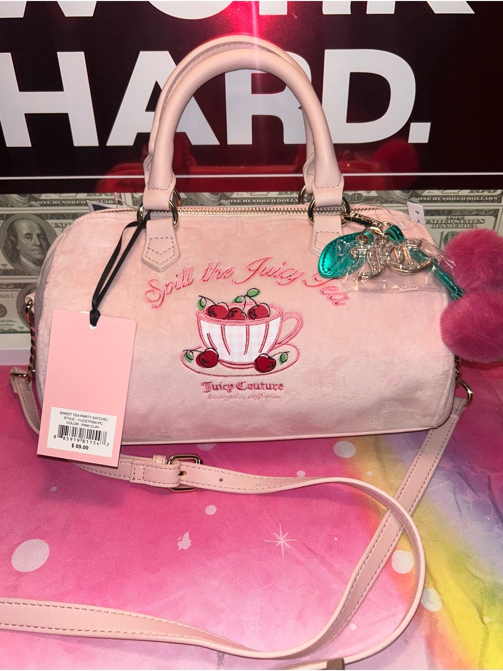Juicy Couture Pink Velvet 'Spill the Juicy Tea' Satchel